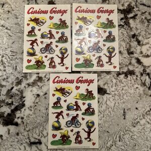 Vintage Forget Me Not Stickers American Greetings Curious George NWOT 3 Sheets